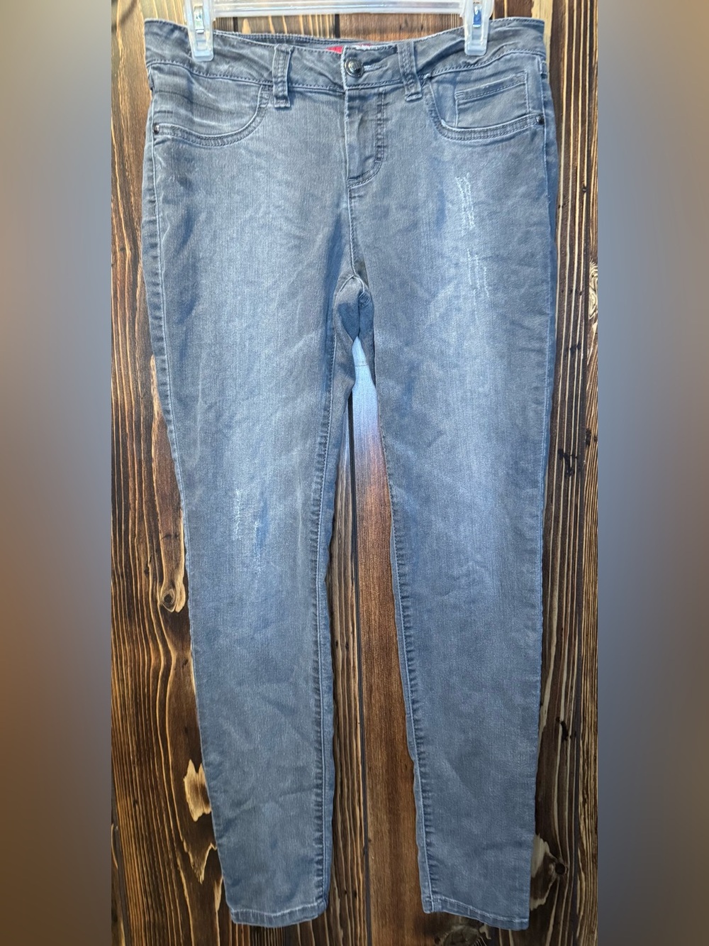 Women’s Elle Skinny Ankle Jeans in Distressed Gray Denim Size 8